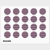 Schwarz-Rosa-Muster Runder Aufkleber (Blatt)
