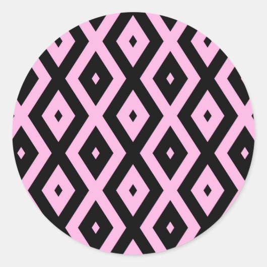 Schwarz-Rosa-Muster Runder Aufkleber (Vorderseite)