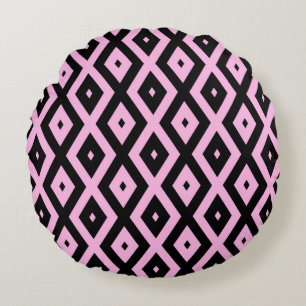Schwarz-Rosa-Muster Rundes Kissen