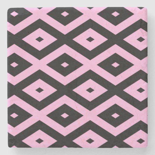 Schwarz-Rosa-Muster Steinuntersetzer (Vorderseite)