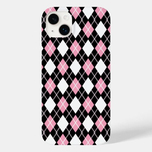 Schwarz/Rosa Nahtlose Raute Muster Case-Mate iPhone Hülle (Rückseite)