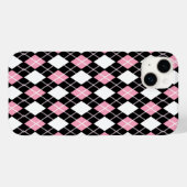 Schwarz/Rosa Nahtlose Raute Muster Case-Mate iPhone Hülle (Rückseite (Horizontal))