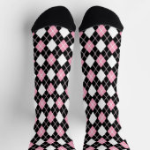 Schwarz/Rosa Nahtlose Raute Muster Socken (Oben)