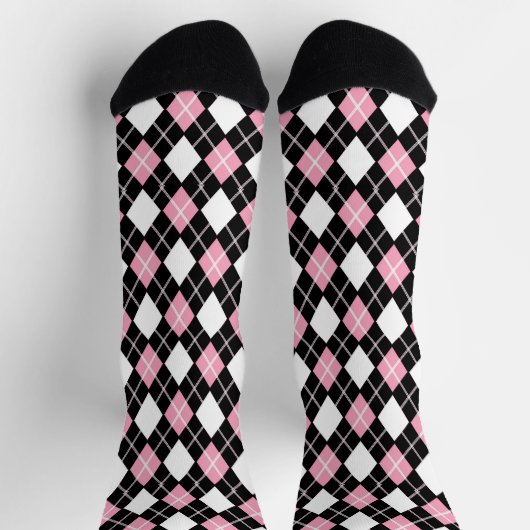 Schwarz/Rosa Nahtlose Raute Muster Socken (Oben)