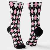 Schwarz/Rosa Nahtlose Raute Muster Socken (Gewinkelt)