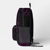 Schwarz-Rosa-Nebel-Wabengeometrie Monogramm Bedruckter Rucksack (Rechts)