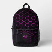 Schwarz-Rosa-Nebel-Wabengeometrie Monogramm Bedruckter Rucksack (Vorderseite)