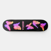 Schwarz-Rosa-Niedliche Butterblütenmonogramm Skateboard (Horizontal)