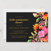 Schwarz Rosa Orange Blumenbräune Abendessen am Gro Einladung (Vorderseite)