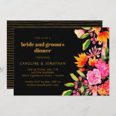 Schwarz Rosa Orange Blumenbräune Abendessen am Gro Einladung (Vorne/Hinten)