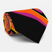 Schwarz, Rosa, Orange und Gelb Krawatte (Gerollt)