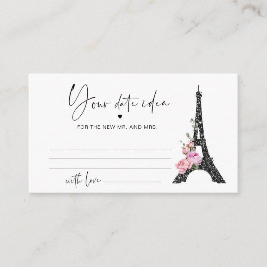 Schwarz Rosa Paris Eiffelturm Datum Ideen Begleitkarte (Vorderseite)