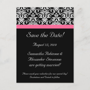 Schwarz-Rosa-PassionsDamaskus-Save the Date-Karte Ankündigungspostkarte