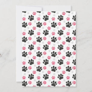 Schwarz-Rosa Paw Print Downer Puppy Lover Pets Einladung