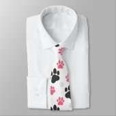 Schwarz-Rosa Paw Print Downer Puppy Lover Pets Krawatte (Gebunden)