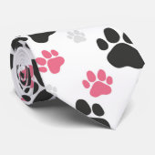Schwarz-Rosa Paw Print Downer Puppy Lover Pets Krawatte (Gerollt)