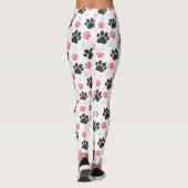 Schwarz-Rosa Paw Print Downer Puppy Lover Pets Leggings (Rückseite)