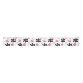 Schwarz-Rosa Paw Print Downer Puppy Lover Pets Satinband (Vorderseite)