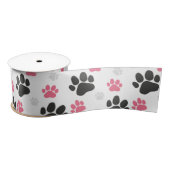 Schwarz-Rosa Paw Print Downer Puppy Lover Pets Satinband (Spule)