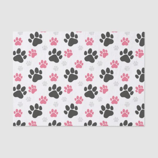 Schwarz-Rosa Paw Print Downer Puppy Lover Pets Seidenpapier (Vorderseite)