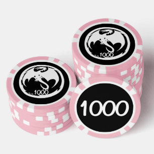 Schwarz-Rosa-Poker-Chip des White Dragon 1000 Pokerchips