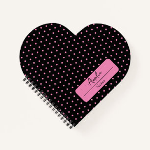 Schwarz-Rosa-Polka-Dosen-Herz Notizblock