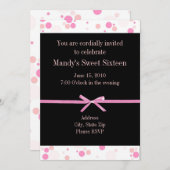 Schwarz-Rosa-Polka Dot 16 . Geburtstag Einladungen (Vorne/Hinten)