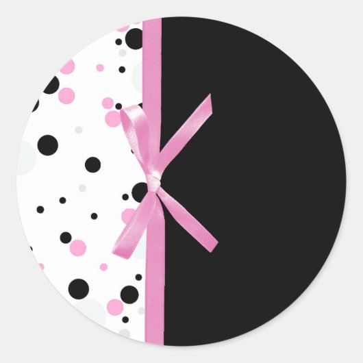 Schwarz-Rosa-Polka-Dot-Design Runder Aufkleber (Vorderseite)