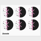 Schwarz-Rosa-Polka-Dot-Design Runder Aufkleber (Blatt)
