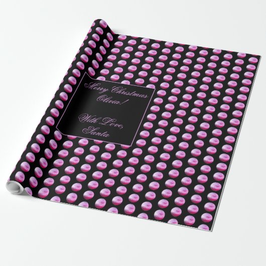 Schwarz-rosa Polka Dots Muster Eleganter Chic Geschenkpapier (Ungerollt)