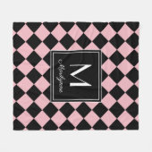 Schwarz/Rosa Prüfing Moderner Monogramm-Name Fleecedecke (Vorderseite (Horizontal))