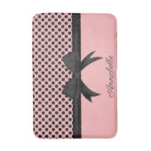 Schwarz-Rosa Punkte und Band Badematte (Vorderseite Vertikal)