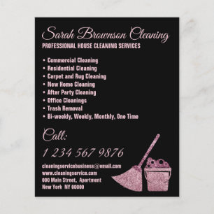 Schwarz Rosa Reinigungsdienst Haushalt Reinigung Flyer