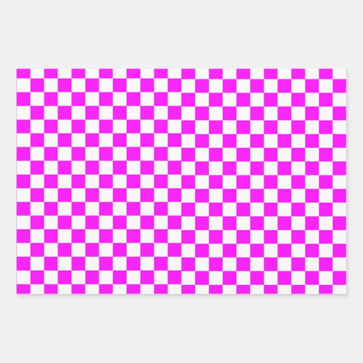 Schwarz-Rosa Retro Schach Schachbrett Muster Geschenkpapier Set (Vorderseite 2)