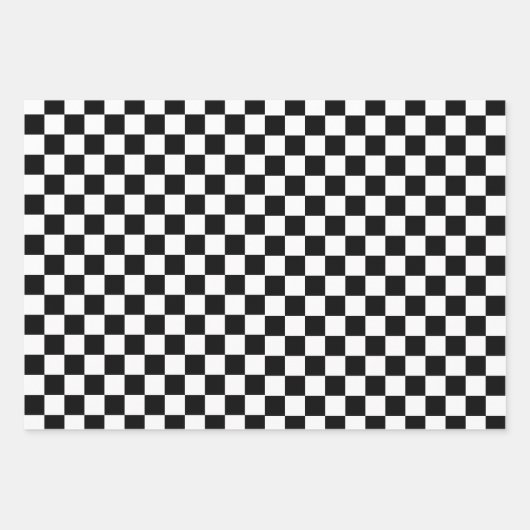 Schwarz-Rosa Retro Schach Schachbrett Muster Geschenkpapier Set (Vorderseite)