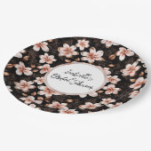 Schwarz Rosa Rose Gold Brautparty Pappteller (Schrägansicht)