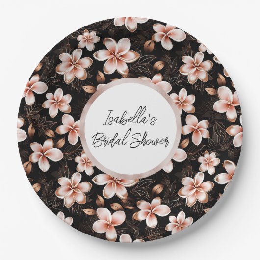Schwarz Rosa Rose Gold Brautparty Pappteller (Vorderseite)