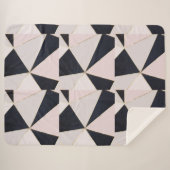 Schwarz Rosa Rose Gold Geometrie Sherpadecke (Vorderseite (Horizontal))