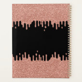 Schwarz-Rosa-Rose-Gold-Glitzer-Tropfen-Planer Planer (Rückseite)