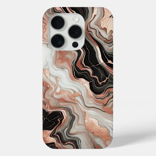 Schwarz-Rosa Rose Gold Marbella Art Muster Case-Mate iPhone Hülle (Rückseite)