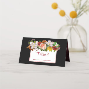 Schwarz Rosa Rose Gold Rose Bouquet Tischkarte Platzkarte