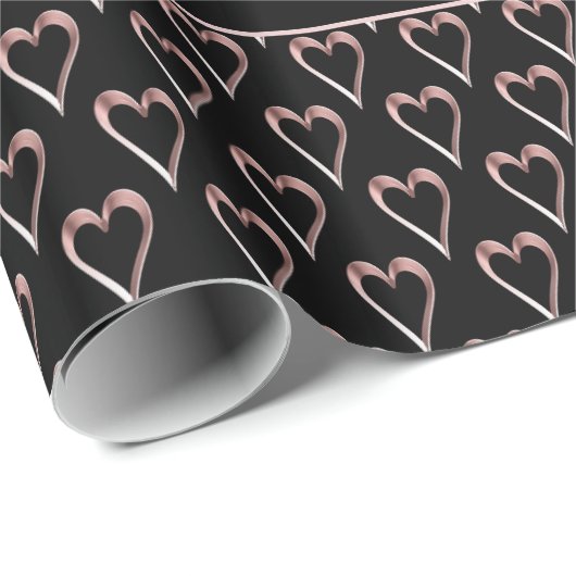 Schwarz-Rosa-Rose-goldenes Muster Hinzufügen von T Geschenkpapier (Rolleneckpunkt)