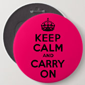 Schwarz Rosa Ruhe bewahren und weiter tragen Button (Vorne & Hinten)