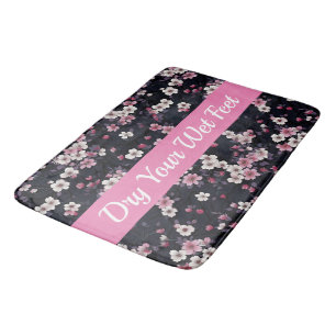 Schwarz-Rosa-Sakura-Blume, Musterdesign, Badematte