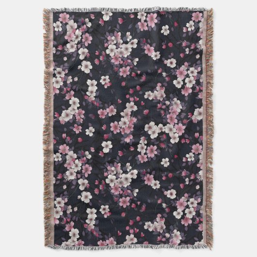 Schwarz-Rosa-Sakura-Blume, Musterdesign, Decke (Vorderseite Vertikal)