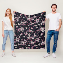 Schwarz-Rosa-Sakura-Blume, Musterdesign, Fleecedecke
