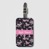 Schwarz-Rosa-Sakura-Blume, Musterdesign, Gepäckanhänger (Vorderseite Vertikal)