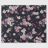 Schwarz-Rosa-Sakura-Blume, Musterdesign, Geschenkpapier (Flach)