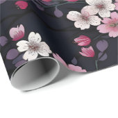 Schwarz-Rosa-Sakura-Blume, Musterdesign, Geschenkpapier (Rolleneckpunkt)
