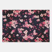 Schwarz-Rosa-Sakura-Blume, Musterdesign, Geschenkpapier Set (Vorderseite 2)